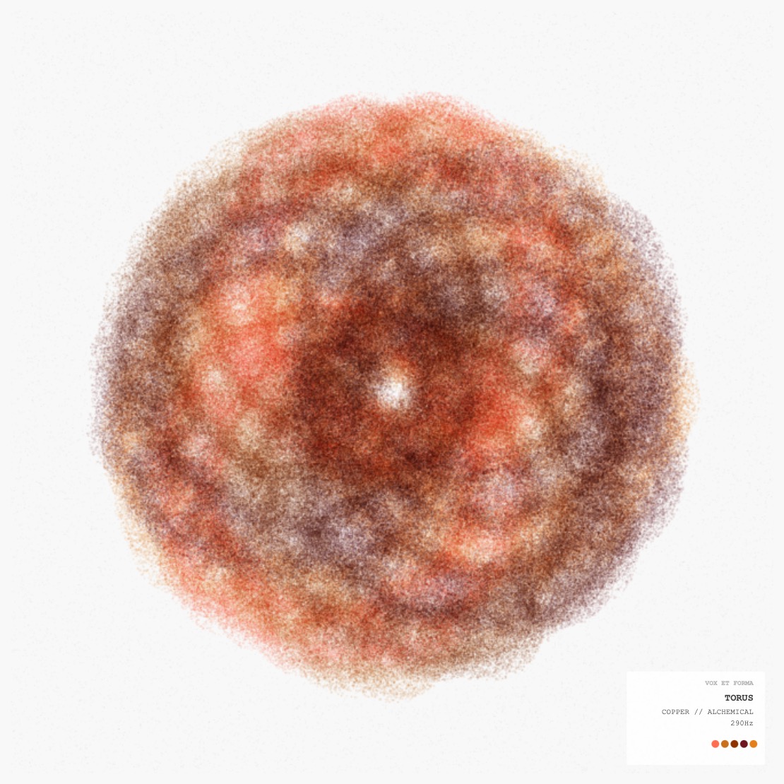 Vox et Forma piece — Torus geometry, Copper Alchemical palette, 290 Hz